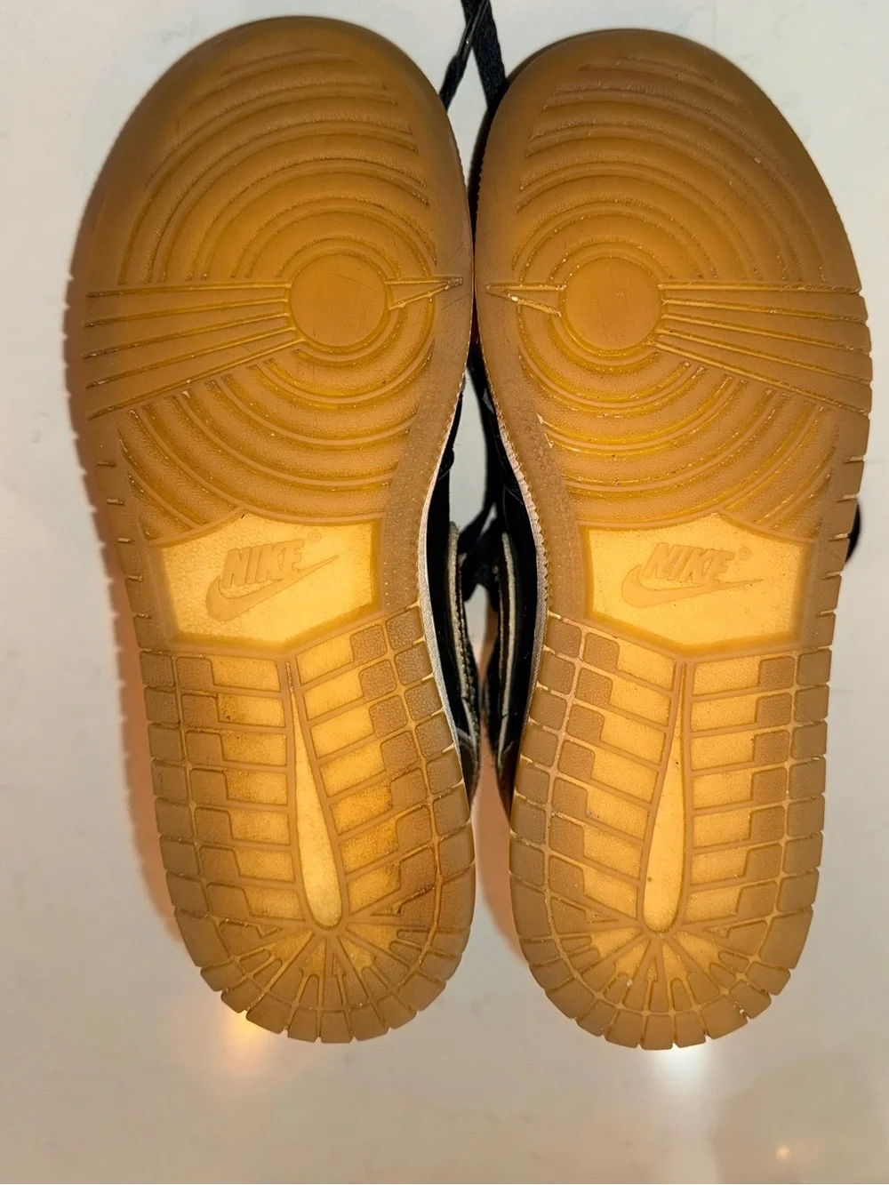 Jordan Kids Black and Gold High-Top Sneakers with White Soles